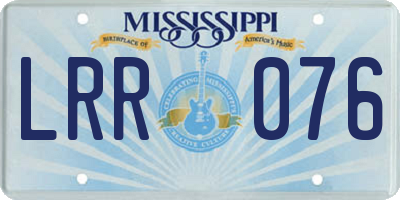 MS license plate LRR076