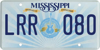 MS license plate LRR080