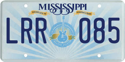 MS license plate LRR085