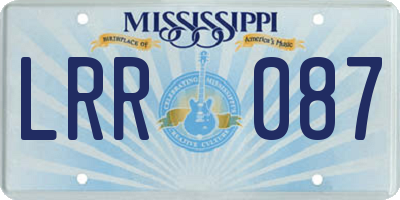 MS license plate LRR087