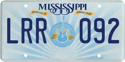 MS license plate LRR092