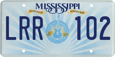 MS license plate LRR102