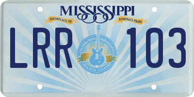 MS license plate LRR103