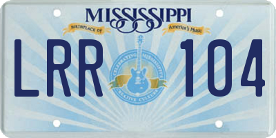 MS license plate LRR104