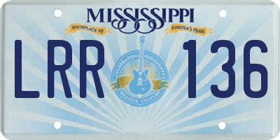 MS license plate LRR136