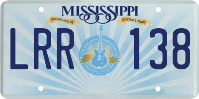 MS license plate LRR138
