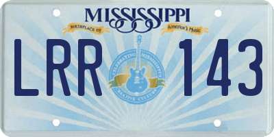 MS license plate LRR143