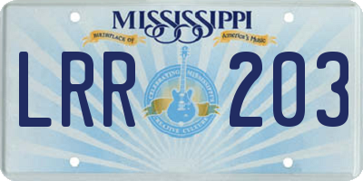 MS license plate LRR203