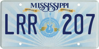 MS license plate LRR207