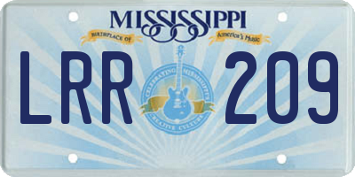 MS license plate LRR209