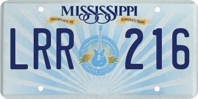 MS license plate LRR216