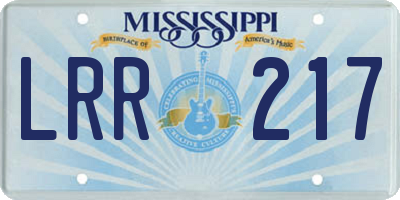 MS license plate LRR217
