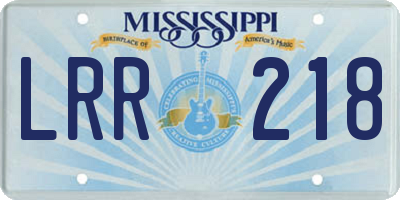MS license plate LRR218