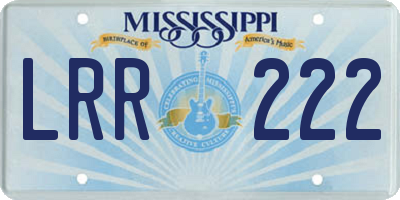 MS license plate LRR222