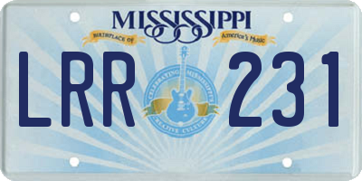 MS license plate LRR231