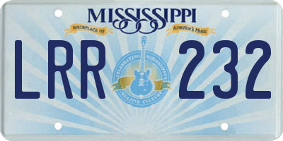MS license plate LRR232