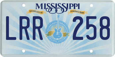 MS license plate LRR258