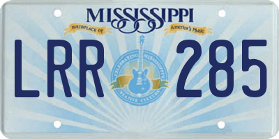 MS license plate LRR285