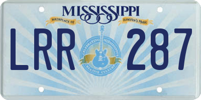 MS license plate LRR287