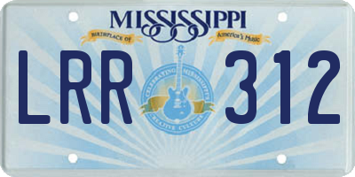 MS license plate LRR312