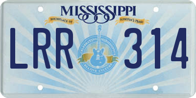 MS license plate LRR314