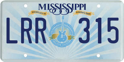 MS license plate LRR315