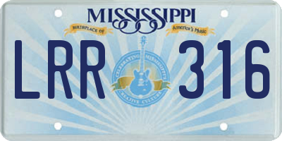 MS license plate LRR316