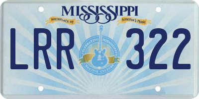 MS license plate LRR322