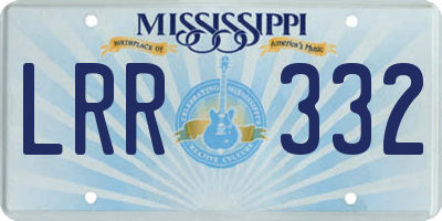 MS license plate LRR332