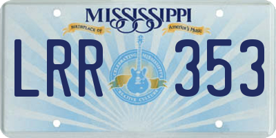 MS license plate LRR353