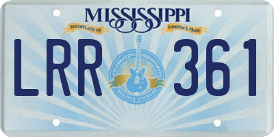 MS license plate LRR361