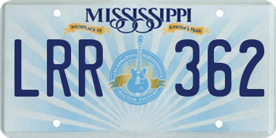 MS license plate LRR362
