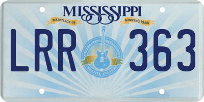 MS license plate LRR363