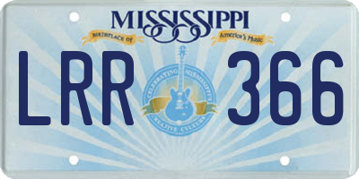 MS license plate LRR366