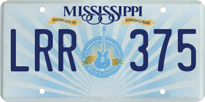 MS license plate LRR375
