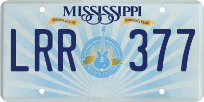 MS license plate LRR377