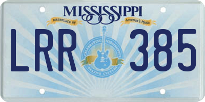 MS license plate LRR385