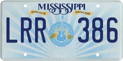 MS license plate LRR386