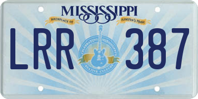 MS license plate LRR387