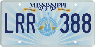 MS license plate LRR388