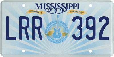 MS license plate LRR392