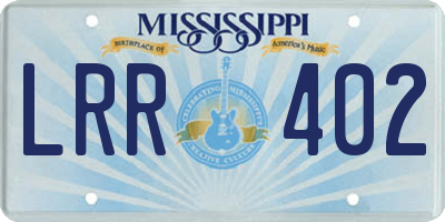MS license plate LRR402