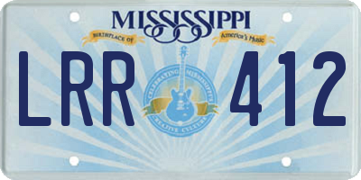 MS license plate LRR412