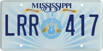 MS license plate LRR417