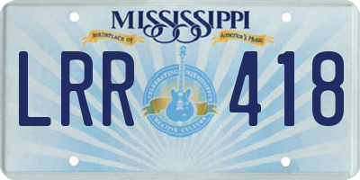 MS license plate LRR418