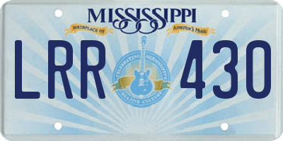 MS license plate LRR430