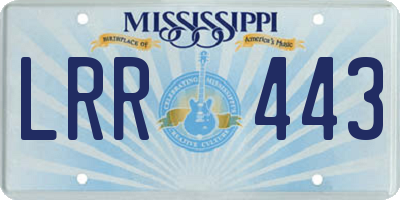 MS license plate LRR443