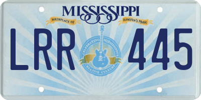 MS license plate LRR445