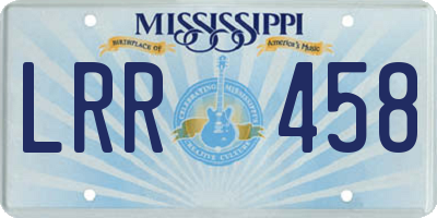 MS license plate LRR458