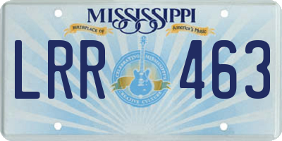 MS license plate LRR463